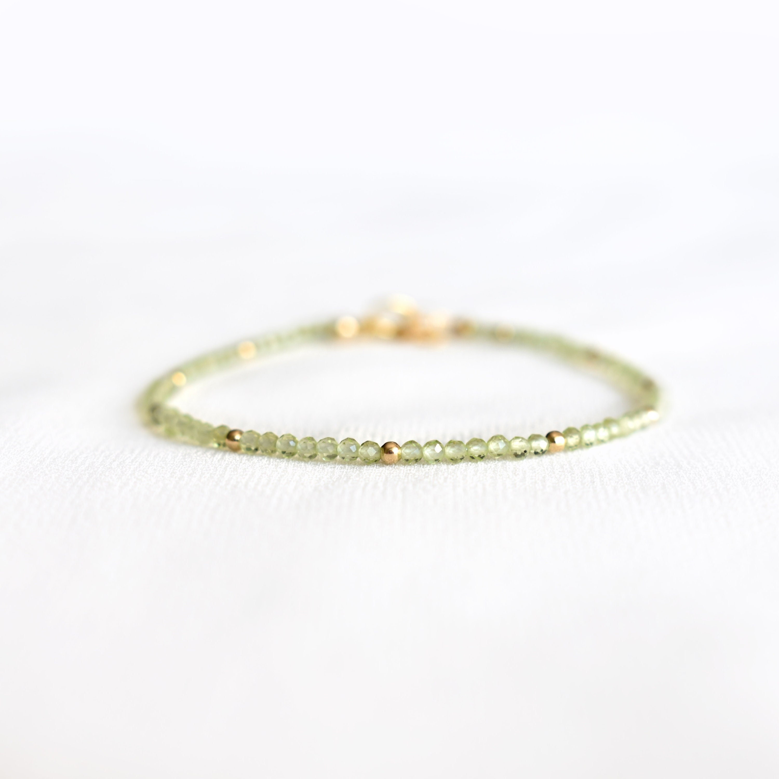 Delicate Peridot Gemstone Bracelet • August Birthstone • Leo Birthday Gift • Genuine Gemstone Jewelry for Women • Dainty & Elegant