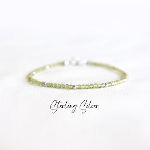 Delicate Peridot Gemstone Bracelet August Birthstone Leo Birthday Gift Genuine Gemstone Jewelry for Women Dainty & Elegant Sterling Silver