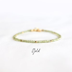 Delicate Peridot Gemstone Bracelet August Birthstone Leo Birthday Gift Genuine Gemstone Jewelry for Women Dainty & Elegant Gold Filled