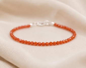 Mini Carnelian Gemstone Bracelet • Genuine Crystal Jewelry for Her • Dainty & Delicate • Radiate Confidence and Warmth