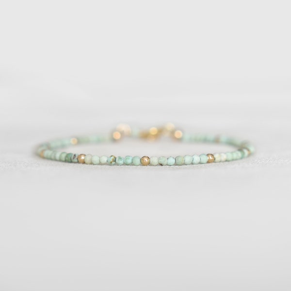 Blue Peruvian Opal Bracelet • October Birthstone Jewelry for Women • Dainty, Delicate Crystal Bracelet