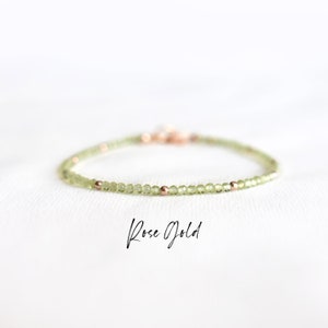 Delicate Peridot Gemstone Bracelet August Birthstone Leo Birthday Gift Genuine Gemstone Jewelry for Women Dainty & Elegant Rose Gold Filled