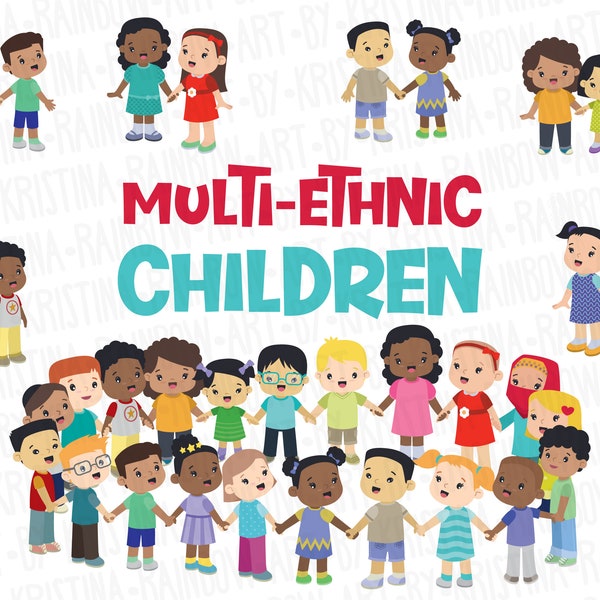 Multi Ethnic Children Holding Hands in Circle Clip Art, School, Happy Kids Singing, Transparent Kawaii kids