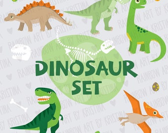 Cute Little Dinosaurs Design Set/baby Dino clipart illustration/Baby room decoration/Design elements/Baby room decor/Transparent clip art