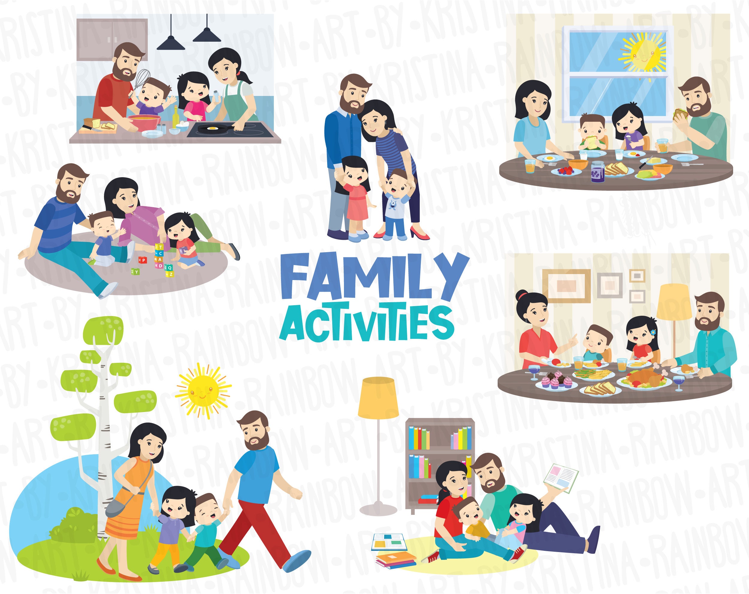 family playing clipart