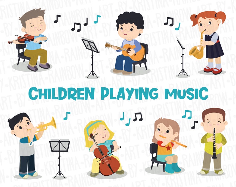 Children Playing Music Activities Clip Art, School Band, Music ...