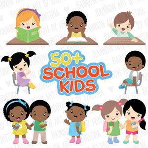 30%OFF -MEGA COLLECTION- All in one school children clip art, School supplies clipart, Stationery, Teacher clipart, Transparent Kawaii kids