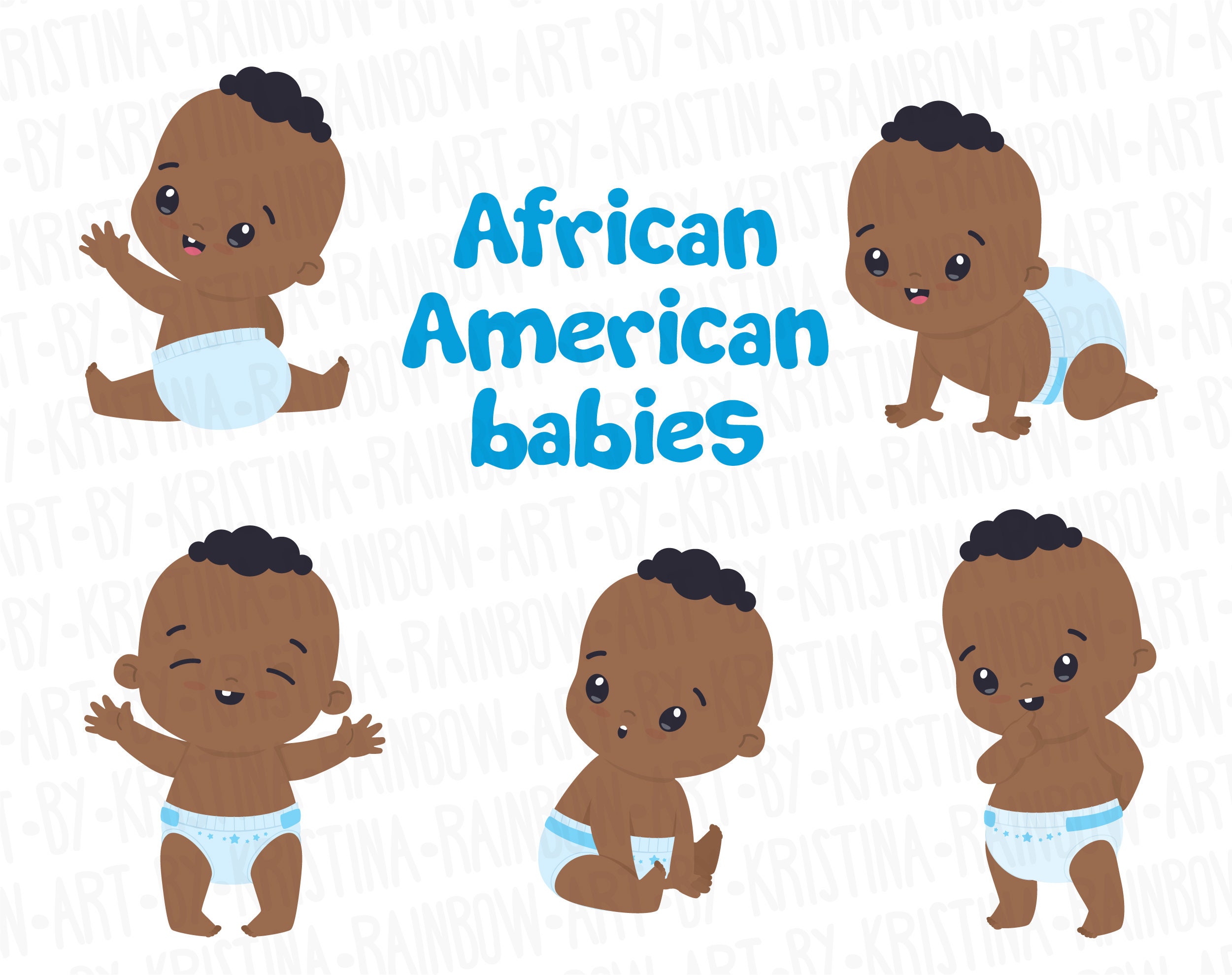 African American Baby Clip Art Baby in Dipers First | Etsy