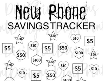 Printable New Phone Savings Tracker // Save 1000 Dollars / Money Saving Insert / Digital Planner Template / Color in Tracker / Challenge