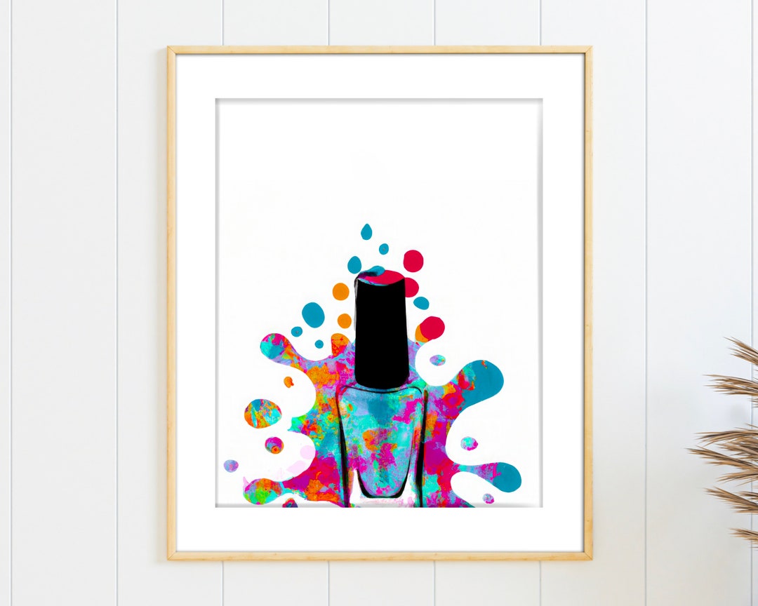 Abstract Nail Polish Wall Art Printable Colorful Nail Art Etsy