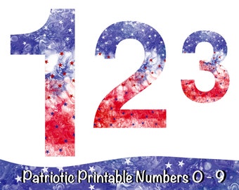 Patriotic Red White and Blue Number Clip Art // Printable / Resizable / DIY Party Banners / Cake Toppers / Celebration / Classroom Decor