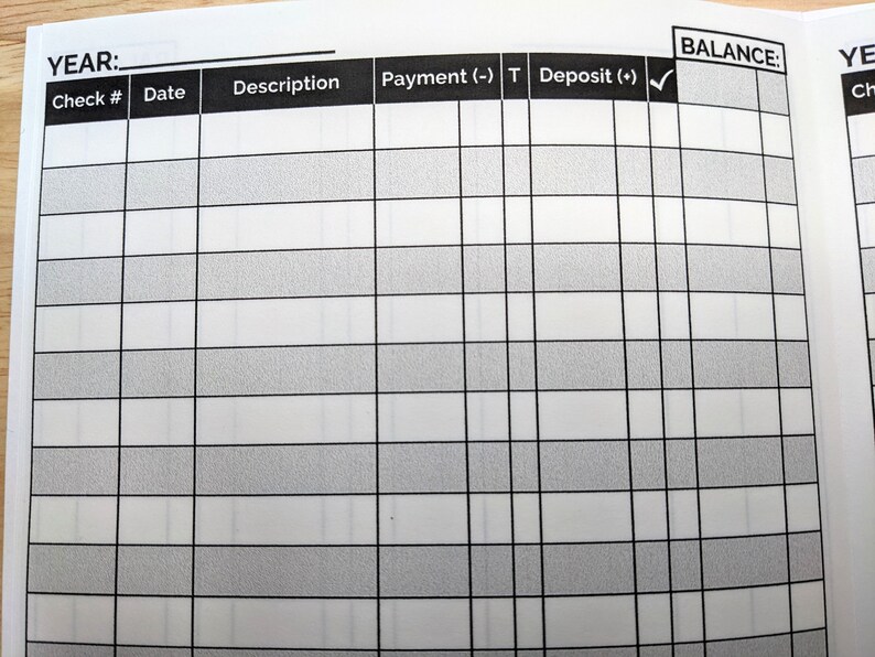 Check Register, Checkbook Transaction Log, Checking Account Tracker