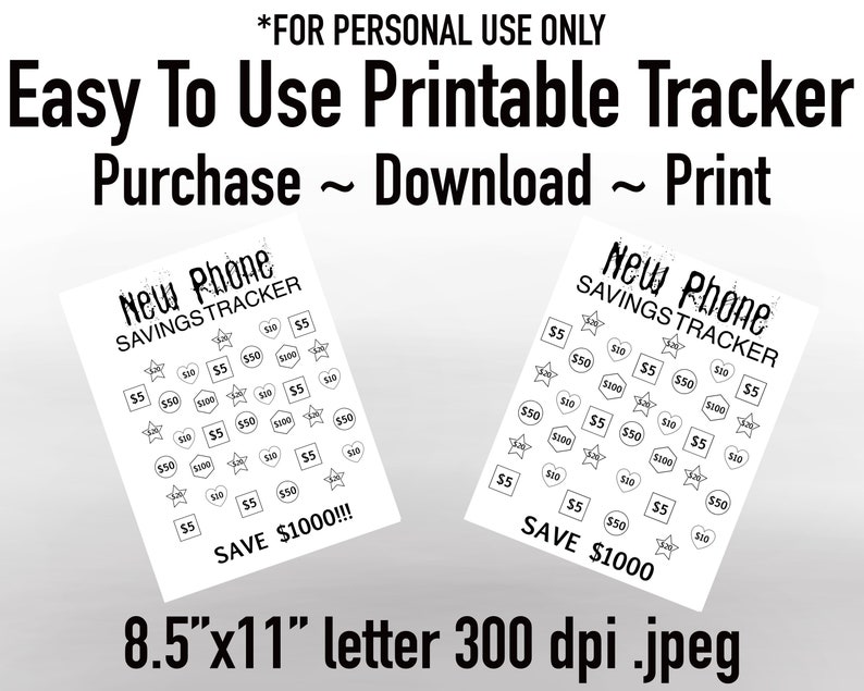 Printable New Phone Savings Tracker // Save 1000 Dollars / Money Saving
