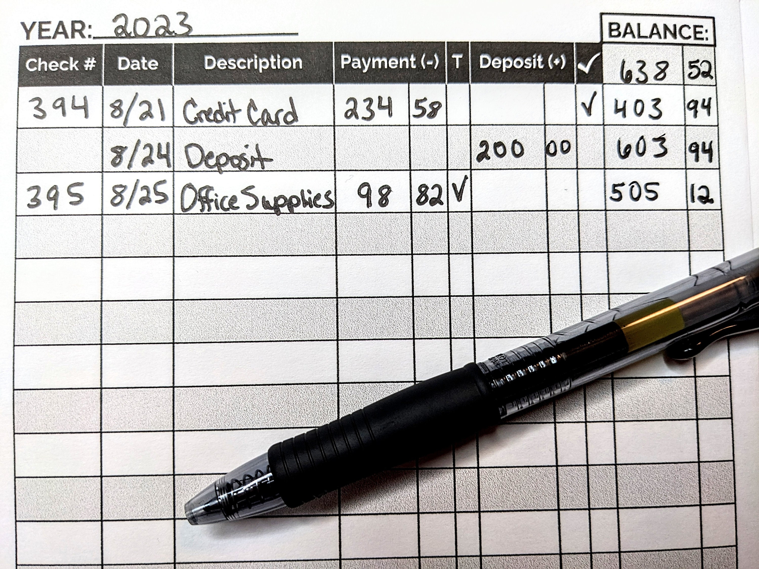 Check Register, Checkbook Transaction Log, Checking Account Tracker