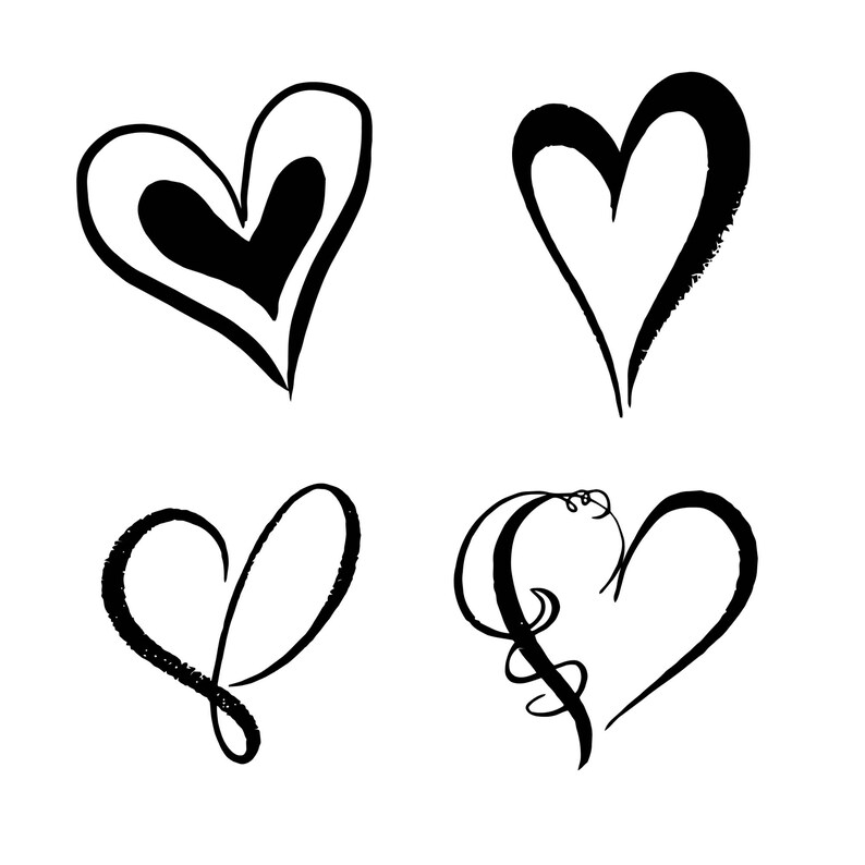 Digital Stamps Heart Stamps Digi Stamps Hearts Commercial Etsy