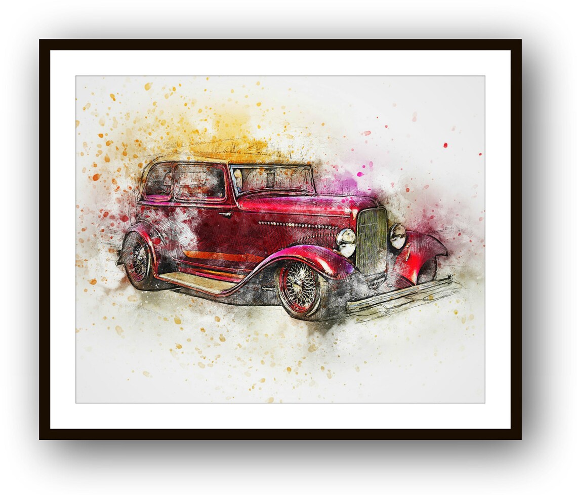 Classic Car Printable Car Art Car Nursery Digital Print Etsy
