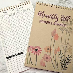 Wire Bound Monthly Bill Expense Organizer, Logbook, Payment Journal, Spending Tracker, Physical Planner, Subscription Booklet, Half Letter
