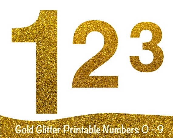 Gold GLITTER Number Clip Art // Printable and Resizable / DIY | Etsy