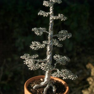 Tall Silver wire bonsai sculpture image 3