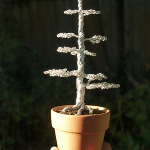 Tall Silver wire bonsai sculpture image 4