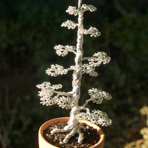 Tall Silver wire bonsai sculpture image 1