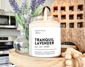 Lavender Candle Soy 8oz; Lavender Scented Candle; Floral Candle in Jar; Aromatherapy Soy Candle; Spa Candle for Spring; New Home Gift