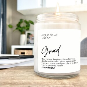 Jeremiah 29:11 Graduation Candle Soy 8oz; I Know the Plans I Have for You Christian Graduation Gift; College Graduation Gift for Daughter