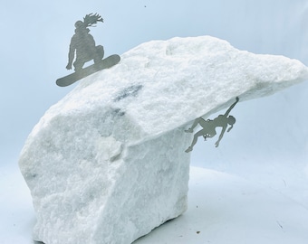 Rock Climber Sculpture Mountain Climbing, EXTREME SPORTS display, Snowboarding, bouldering, Mantel decor, Bookshelf display, unique rock art
