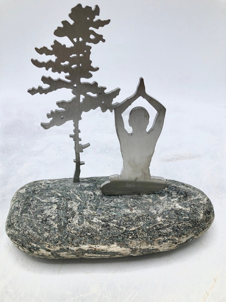 Yoga sculpture on stone base. yoga studio display yoga Etsy