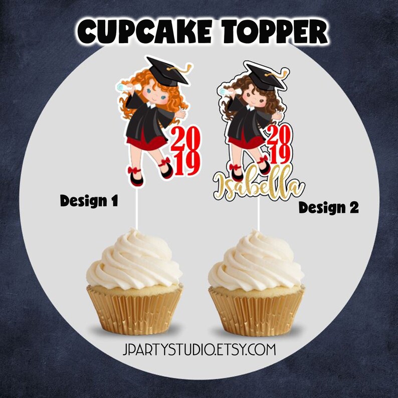 Download Graduation Party Graduation Cupcake Topper Graduation Decor School Cupcake Topper Paper Party Supplies Party Decor