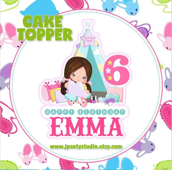 Pajama Party Cake Topper Slumber Party Cake Topper Pajama Etsy