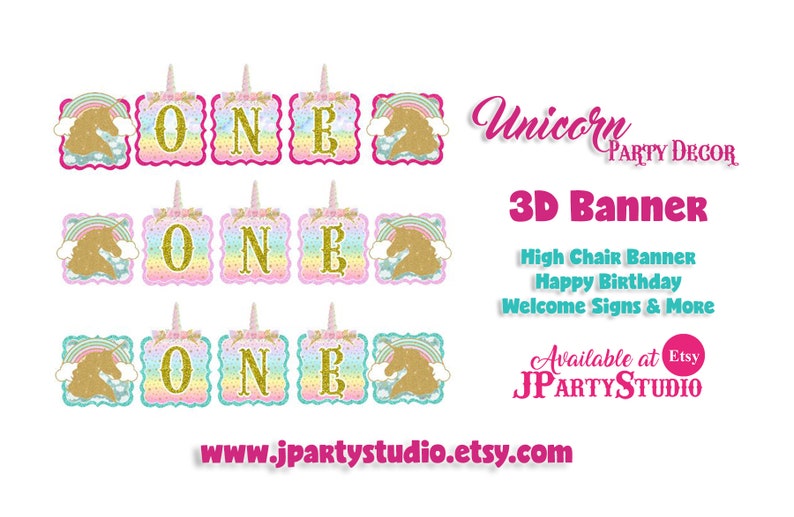 Unicorn birthday theme Unicorn high chair banner Unicorn Banner