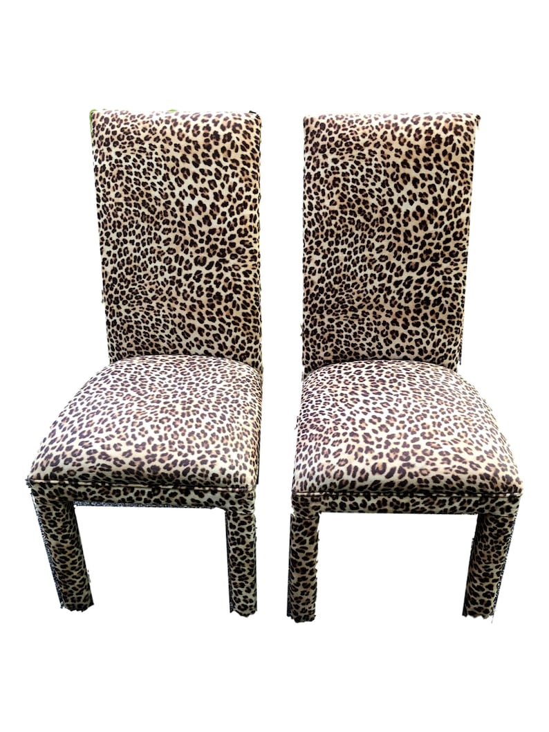 Leopard Print Vintage Parsons Dining Chairs Animal Print Etsy