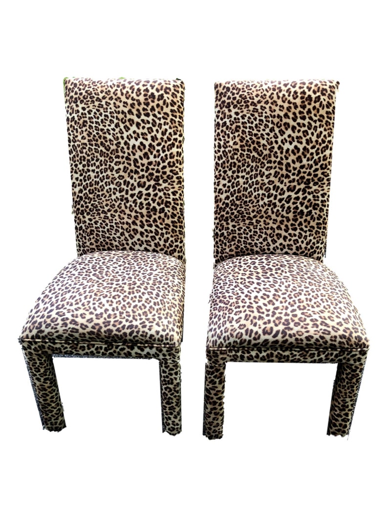 Leopard Print Vintage Parsons Dining Chairs Animal Print Etsy