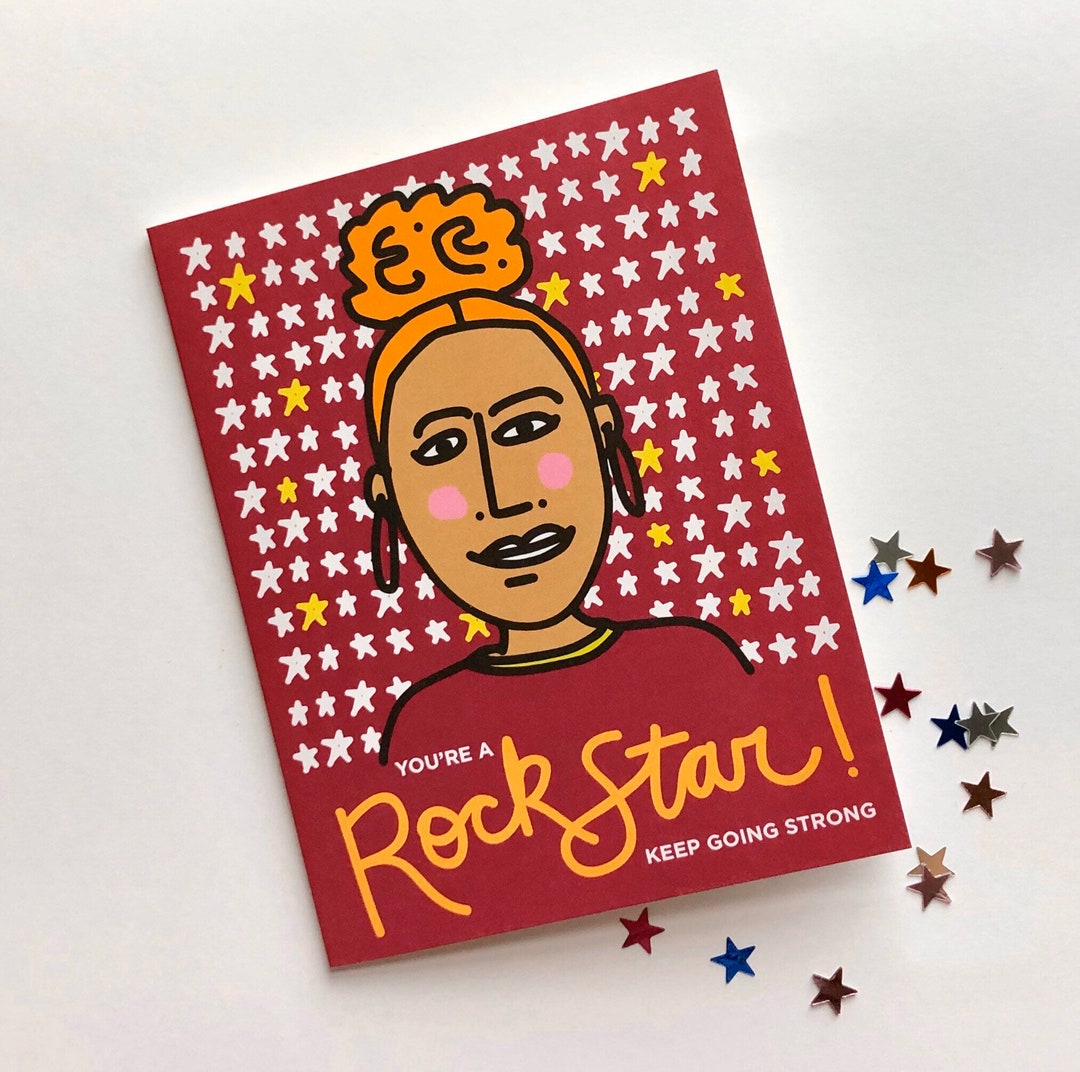 Girl Power, Rock Star Illustrated Girls Greeting Card, 4.25 X 5.5 A2