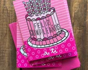 Feliz Cumpleaños Cake Card: Spanish Birthday Wishes
