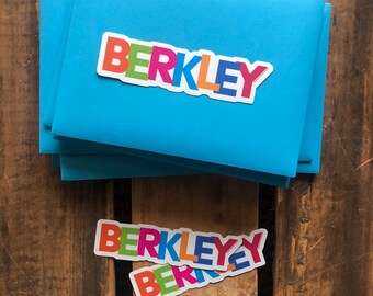 BERKLEY sticker 4” x 1” vinyl sticker, Berkley colorful stickers, Berkley, Michigan love stickers