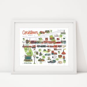 Corktown Neighborhood Map Detroit Art Prints Wall Art 8x10 - Etsy