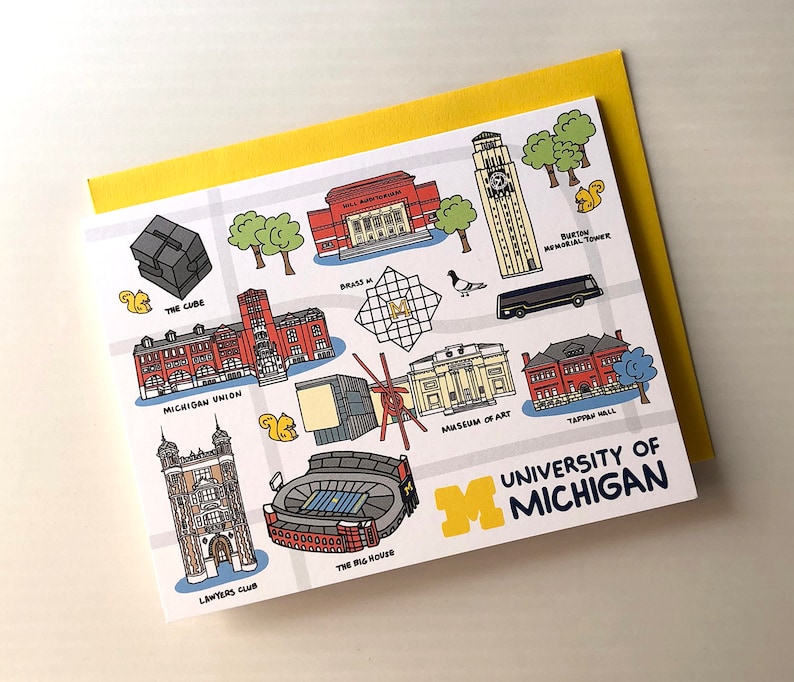 8 pack University of Michigan Notecards. 4.25 x 5.5 UofM | Etsy