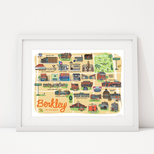 Berkley Michigan Map - Etsy