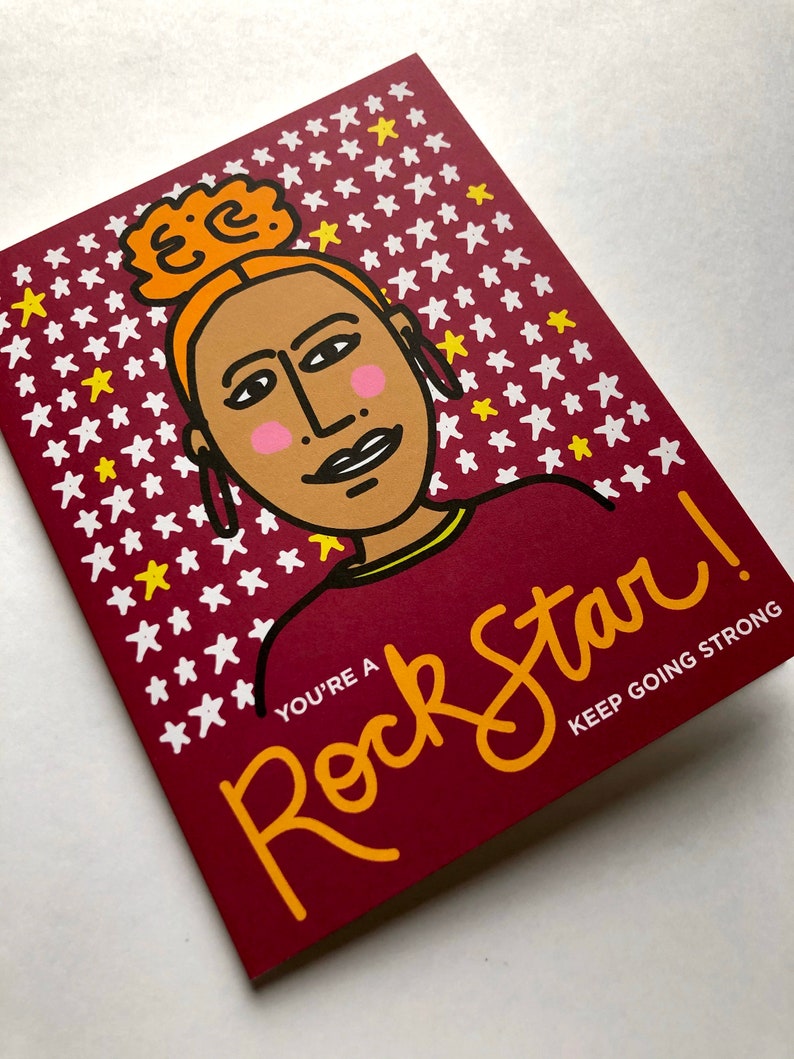 Girl Power Rock Star Illustrated Girls Greeting Card 4.25 Etsy