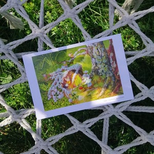 Postais postcrossing ilustrações verão elfo criaturas míticas contos de fadas