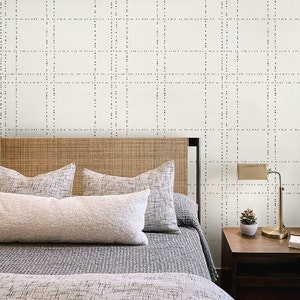 Moderne karierte Tapete, geometrisches Muster Creme Schwarz und Grau, vorgeklebte Tapete einfache Installation und Entfernung, Luxus Wand Dekor