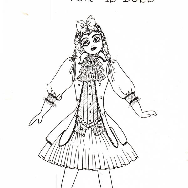 Antique Doll Dress Pattern DIGITAL DOWNLOAD 12 inch doll