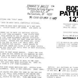 Syndees INSTANT DOWNLOAD Doll BODY Pattern 127 for 18&quot; doll