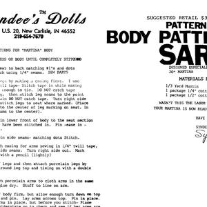 Syndees INSTANT DOWNLOAD Doll Body Pattern 114 for Sara 20&quot; or Martina