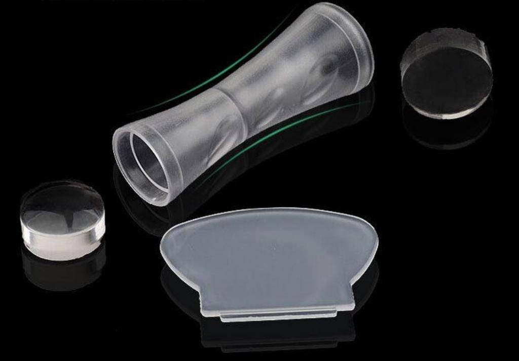 Nail Art Stamping Clear Dual End Silicone Transfer Stamper Scraper DIY Manicure Tools