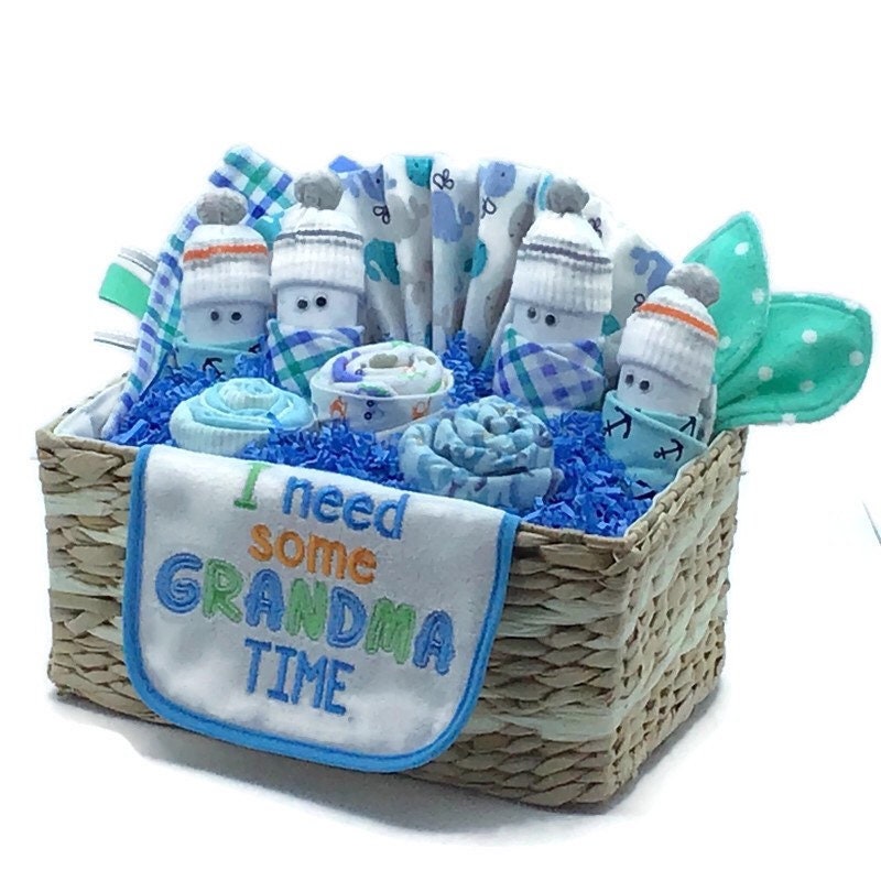 Baby boy gift New grandma gift basket Baby shower gift for