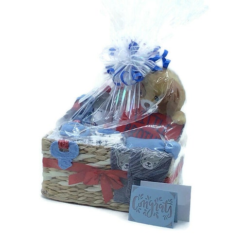 Baby boy gift basket, New mom gift basket, Baby boy clothing set, Baby discount shower gift, Little brother gift basket