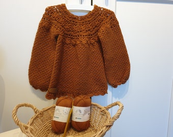 crochet babysweater copper 74-80